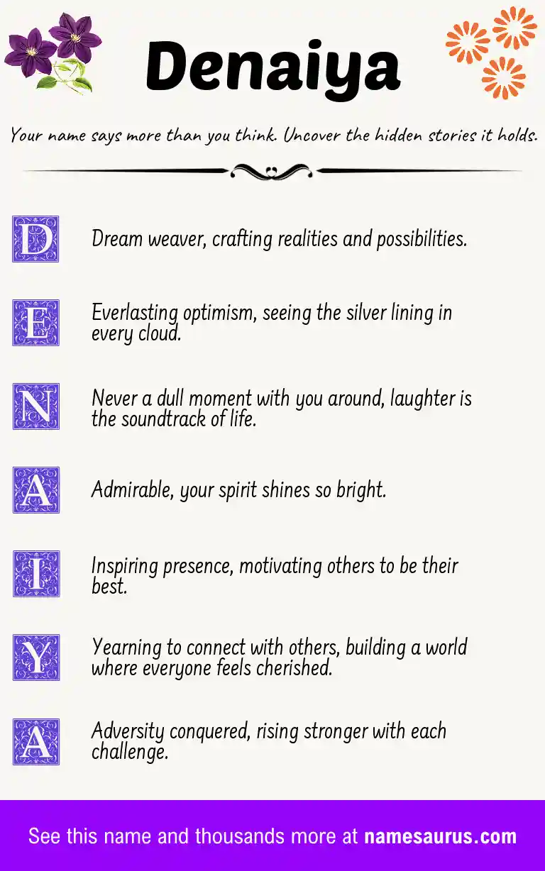 Acrostic poem about Denaiya.