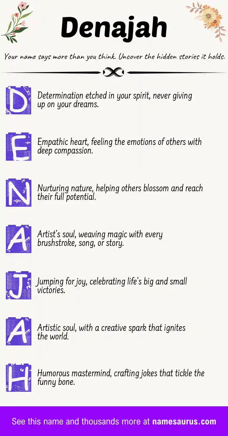 Acrostic poem about Denajah.