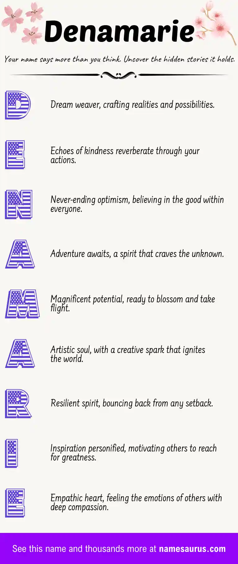 Acrostic poem about Denamarie.