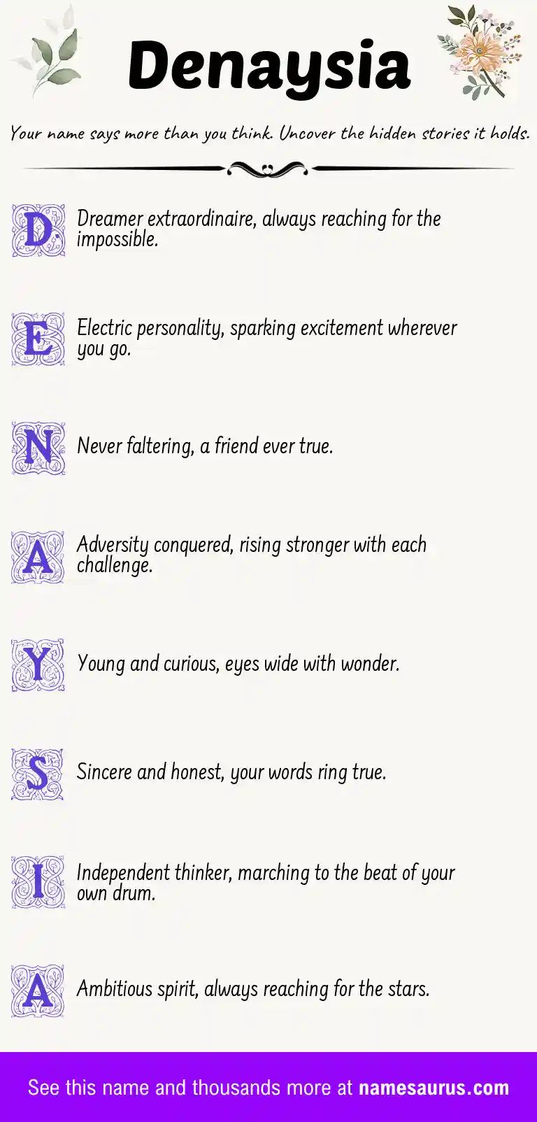 Acrostic poem about Denaysia.