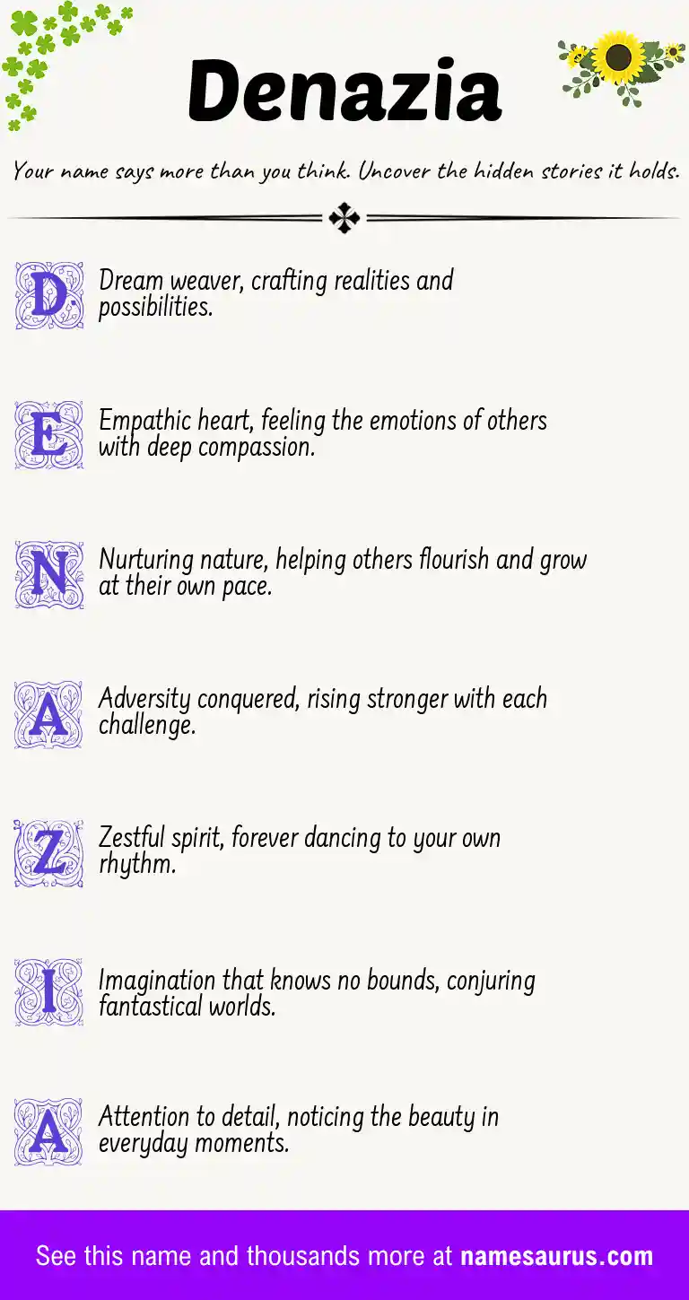 Acrostic poem about Denazia.