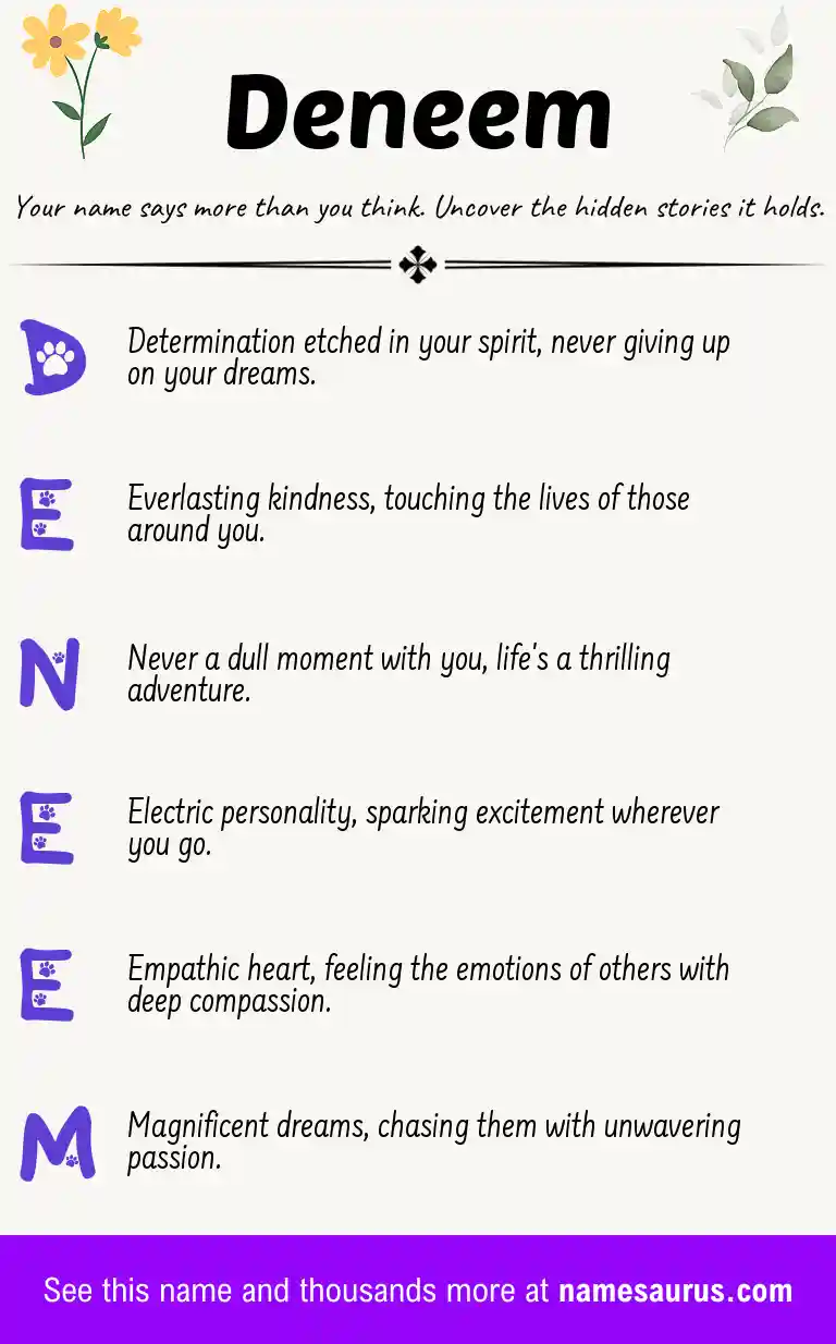 Acrostic poem about Deneem.