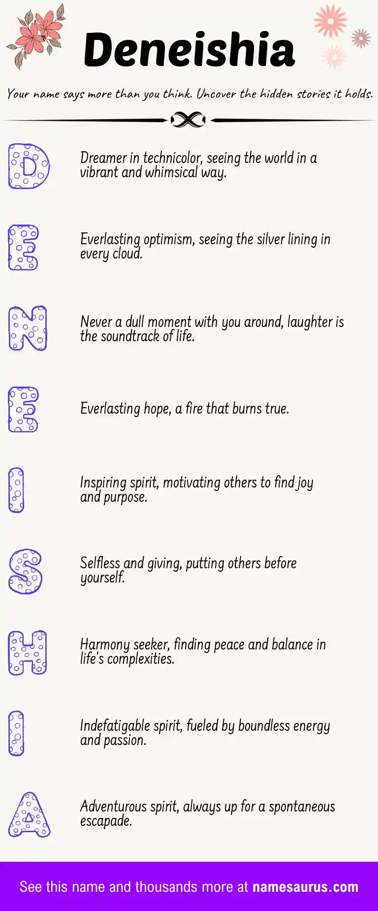 Acrostic poem about Deneishia.