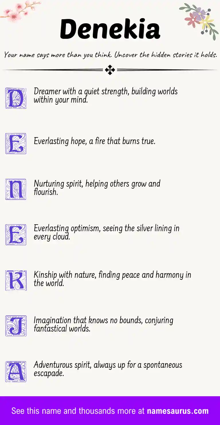 Acrostic poem about Denekia.