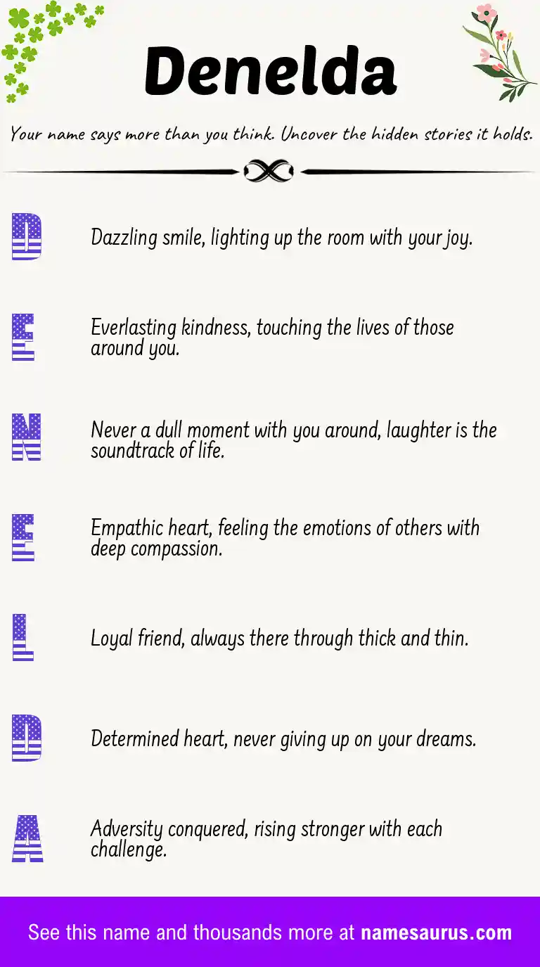 Acrostic poem about Denelda.