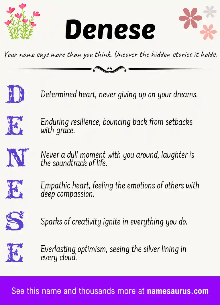 Acrostic poem about Denese.