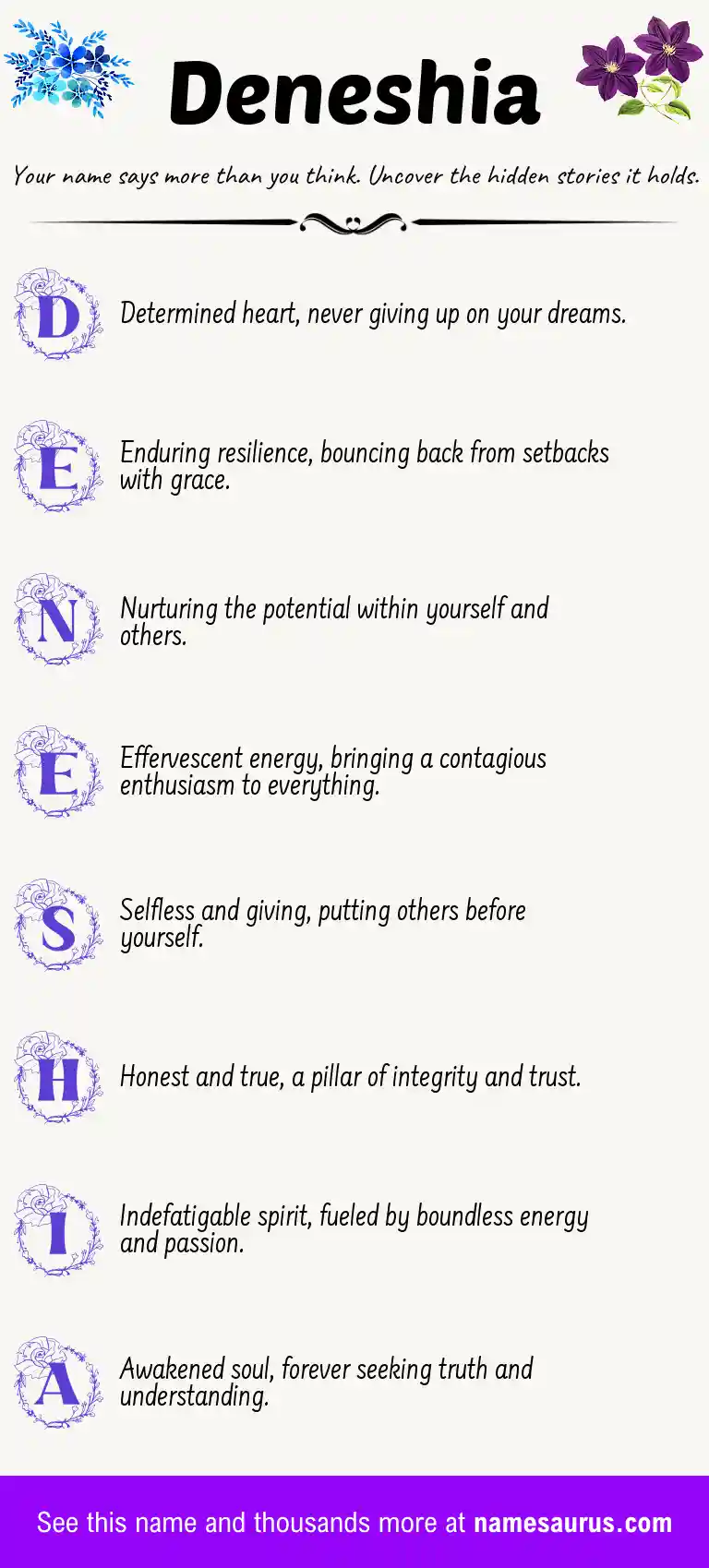 Acrostic poem about Deneshia.