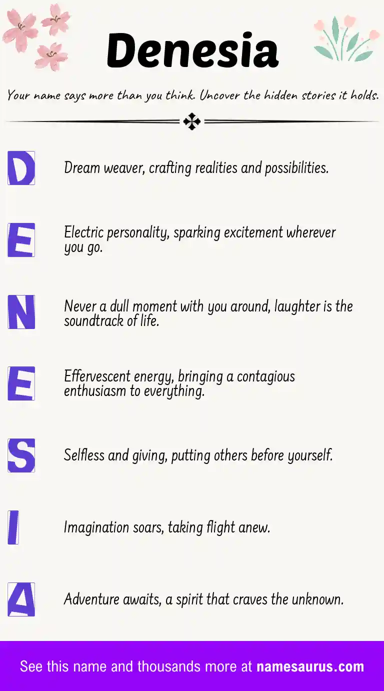 Acrostic poem about Denesia.