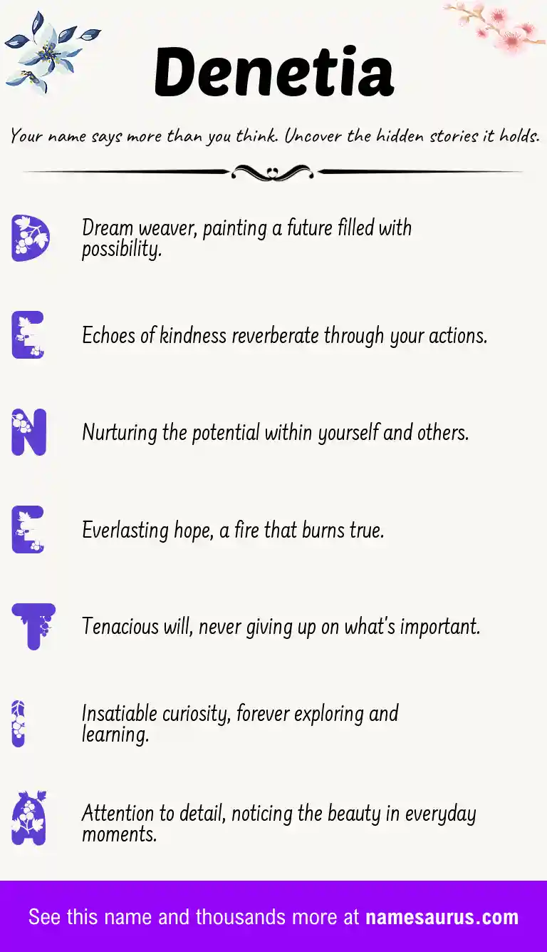 Acrostic poem about Denetia.