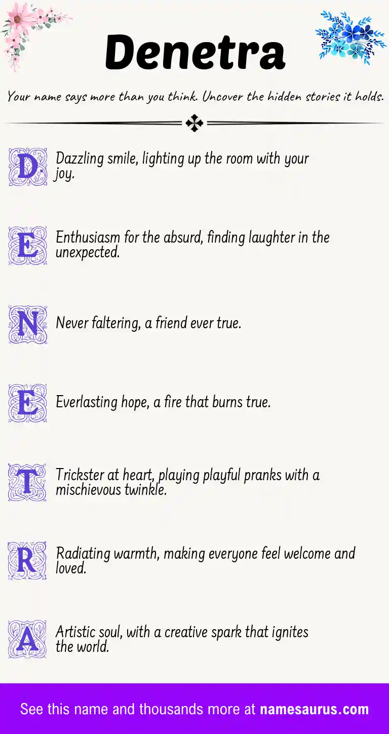 Acrostic poem about Denetra.