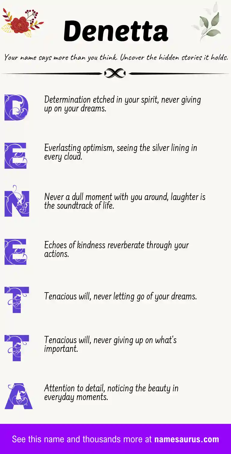 Acrostic poem about Denetta.