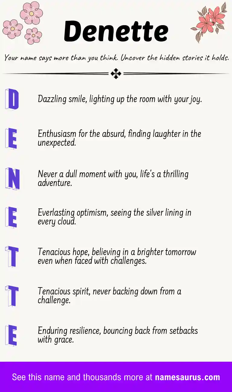 Acrostic poem about Denette.