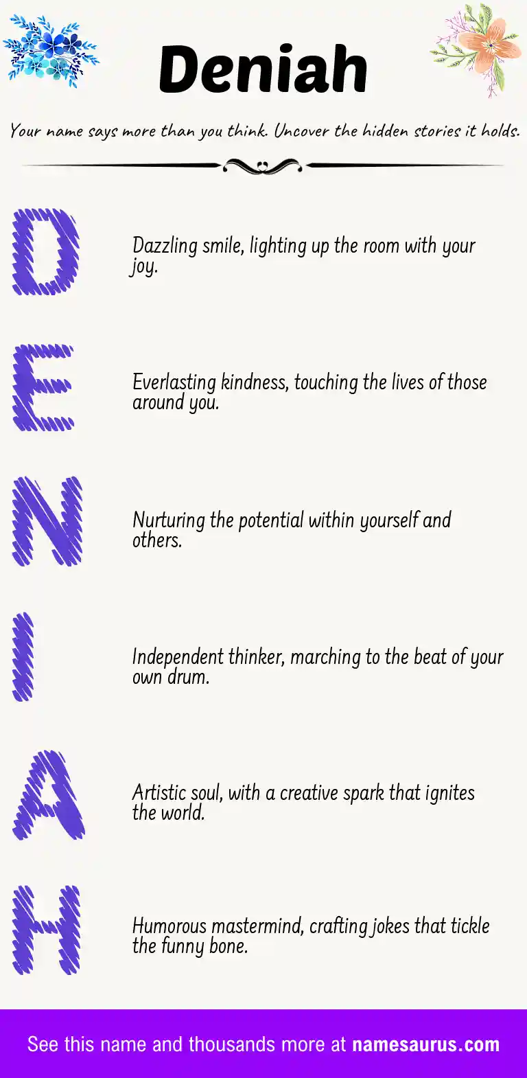 Acrostic poem about Deniah.