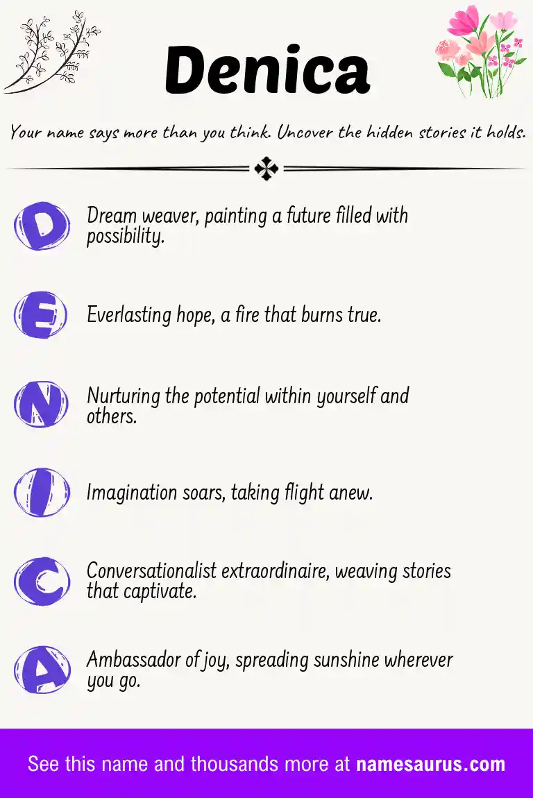 Acrostic poem about Denica.