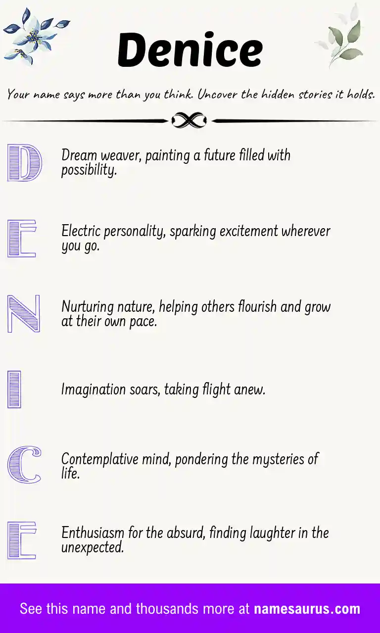 Acrostic poem about Denice.