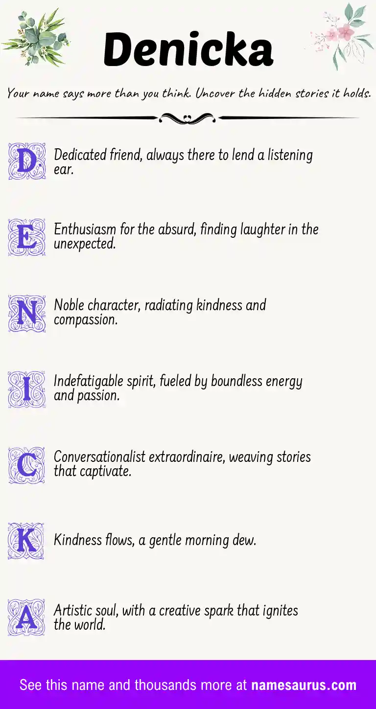 Acrostic poem about Denicka.