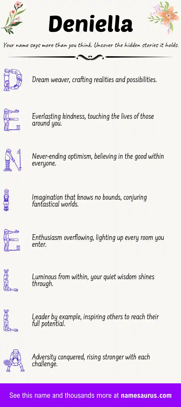 Acrostic poem about Deniella.