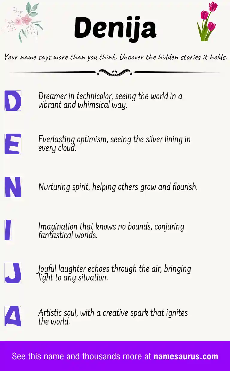 Acrostic poem about Denija.