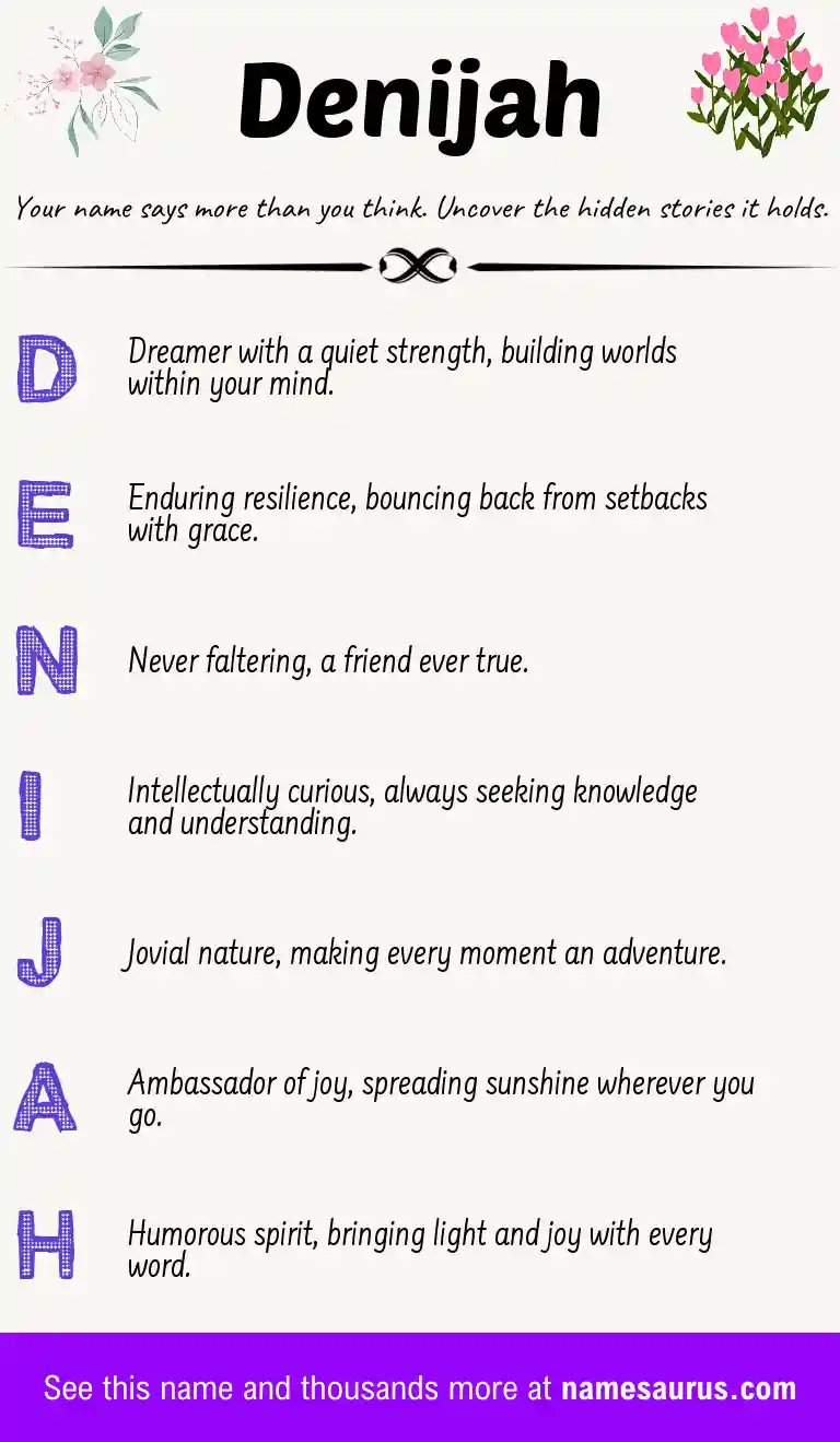 Acrostic poem about Denijah.