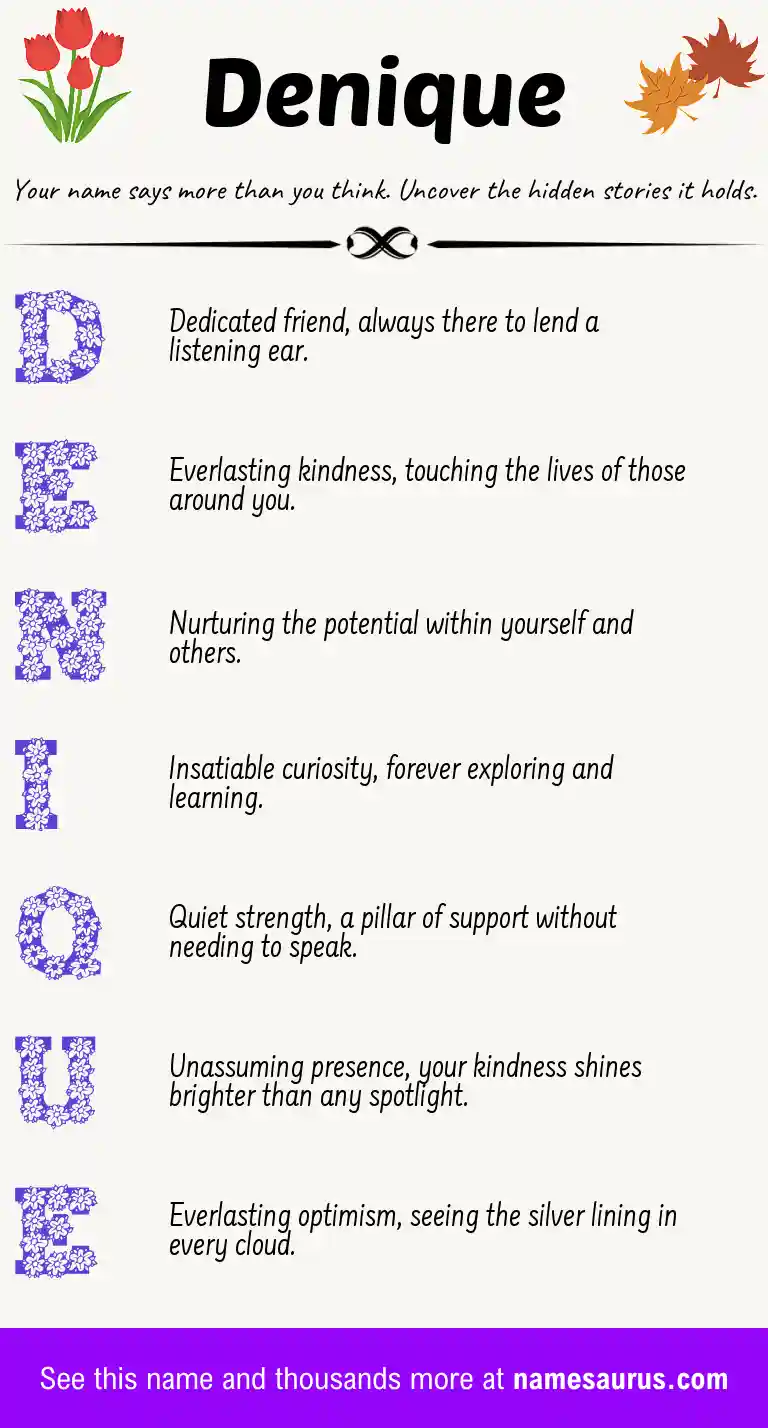 Acrostic poem about Denique.