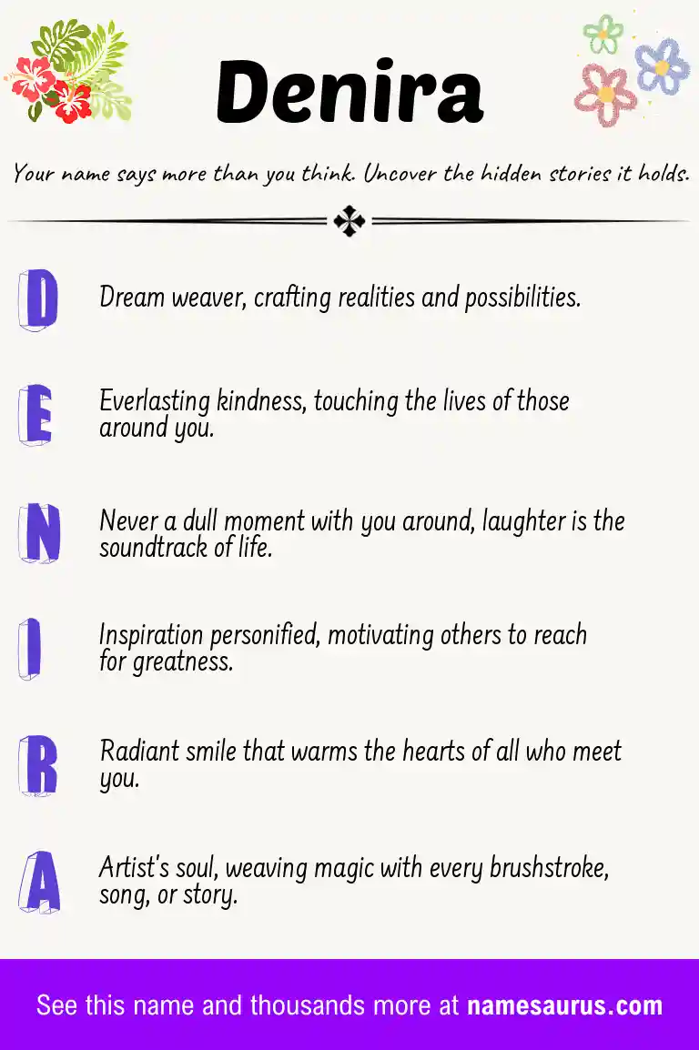 Acrostic poem about Denira.