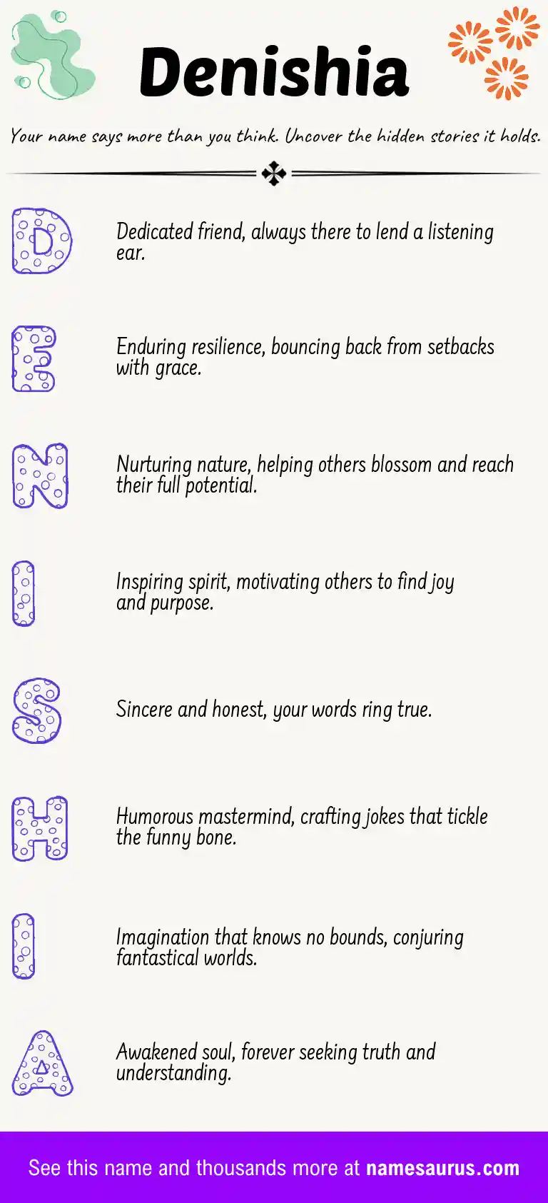 Acrostic poem about Denishia.