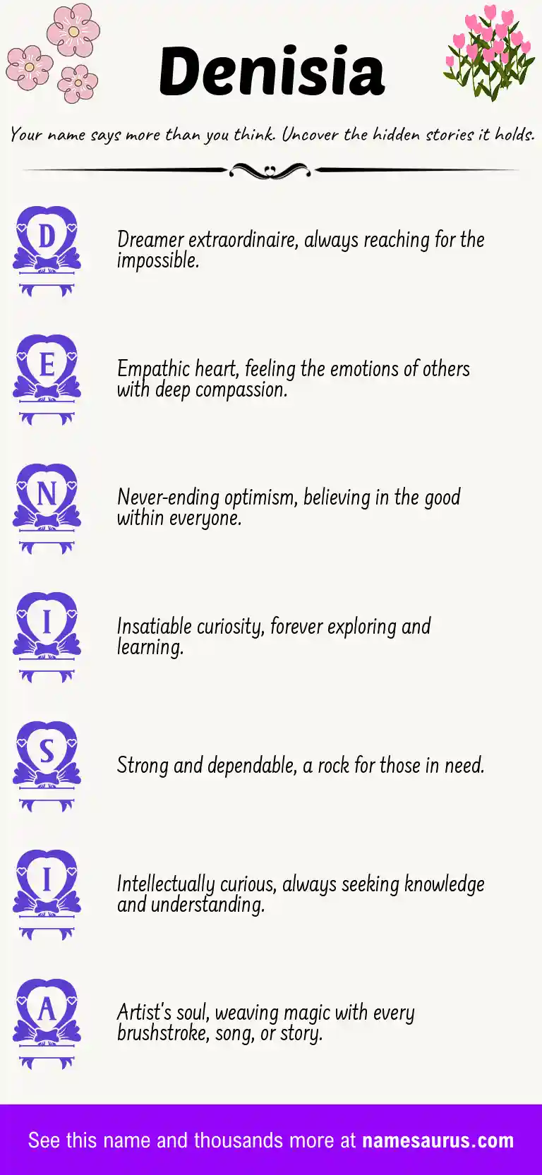 Acrostic poem about Denisia.