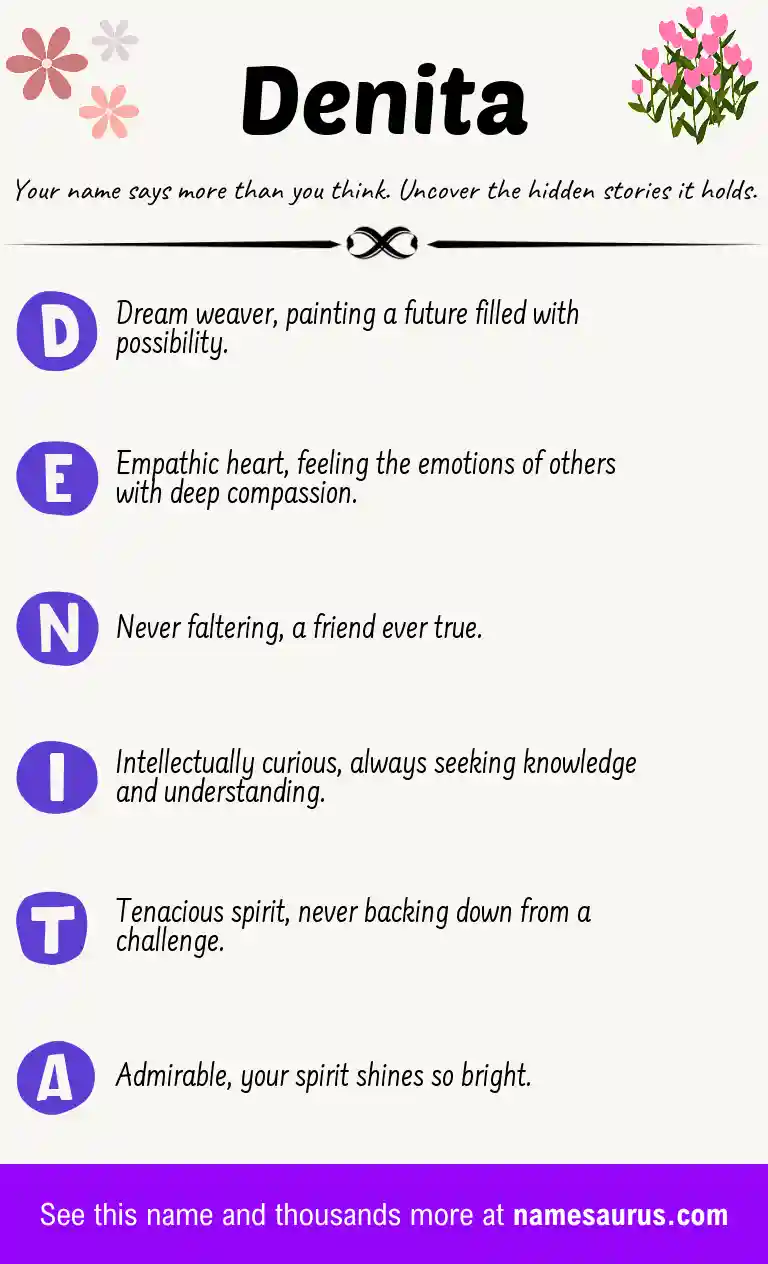 Acrostic poem about Denita.