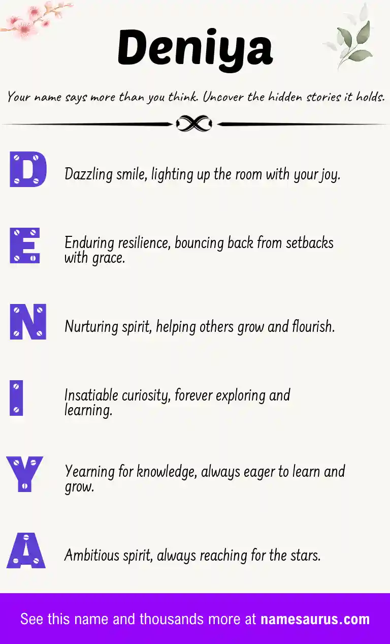 Acrostic poem about Deniya.