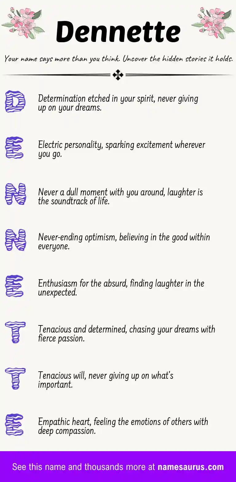 Acrostic poem about Dennette.