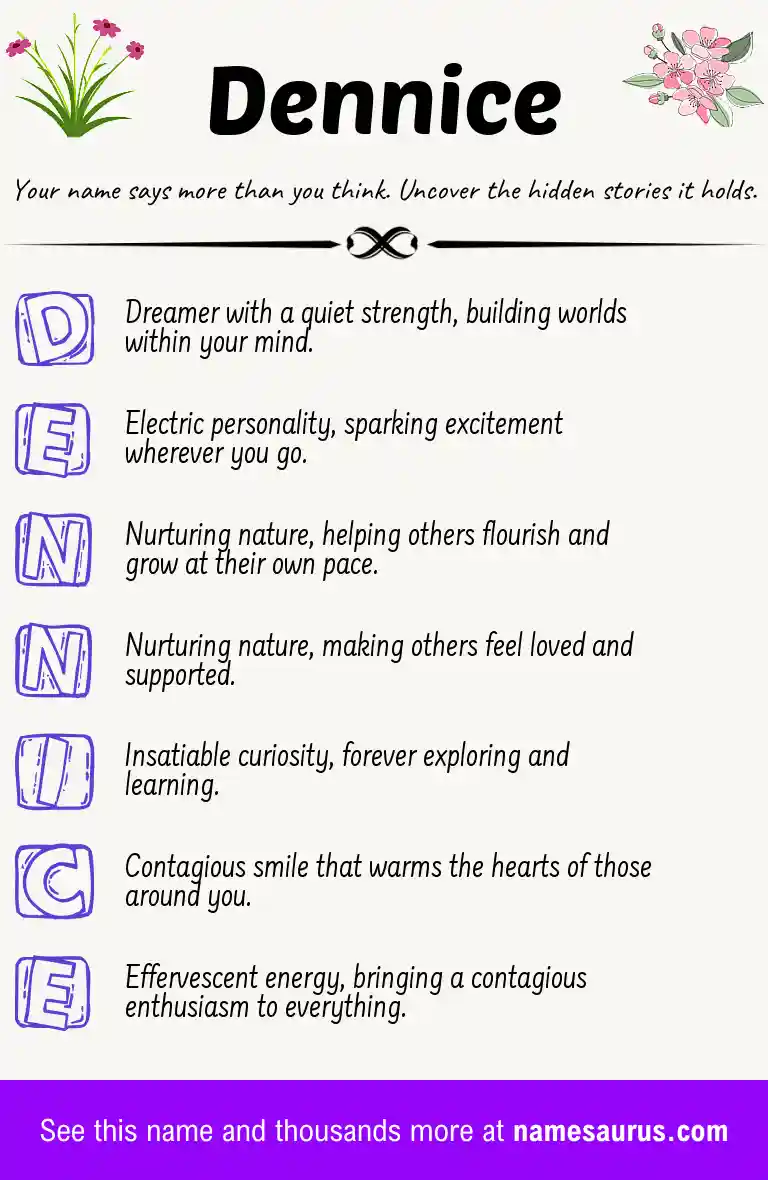 Acrostic poem about Dennice.