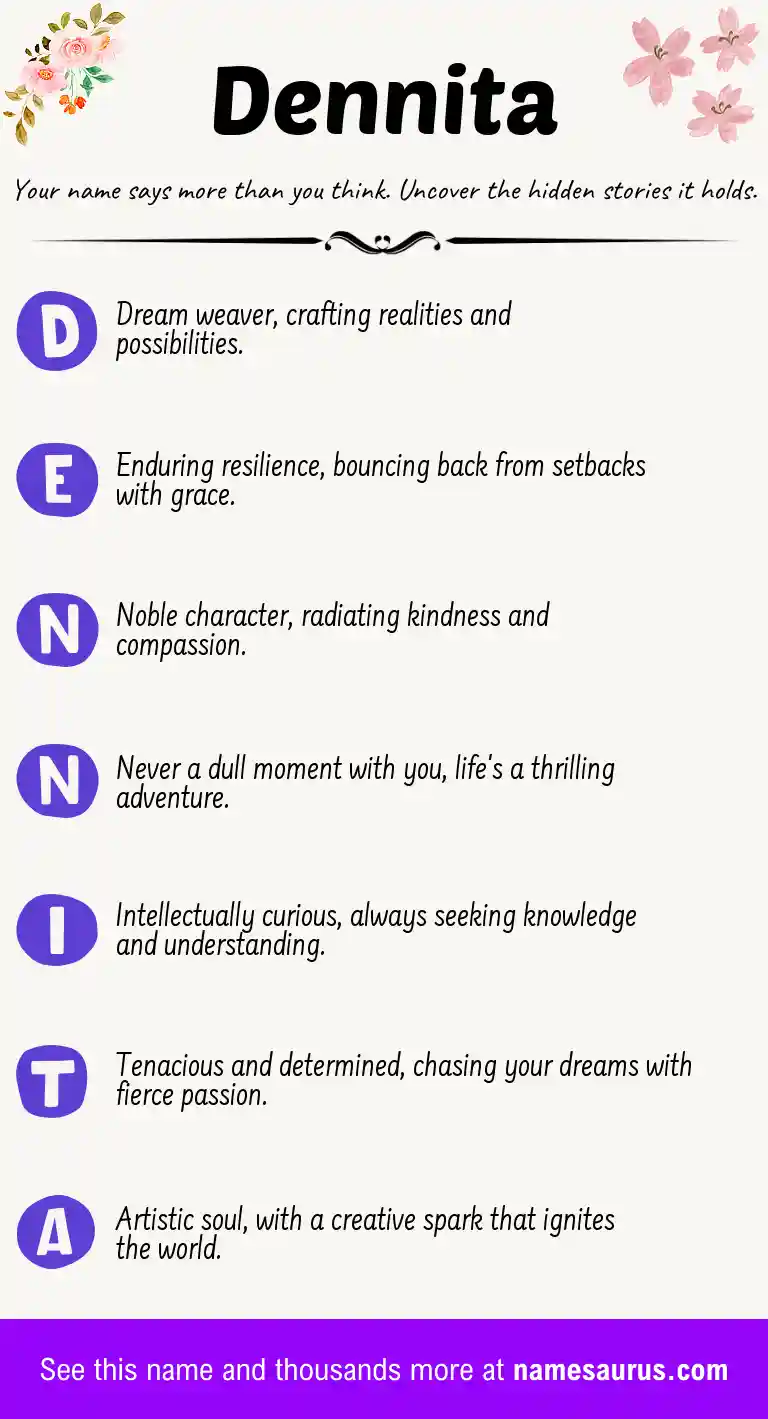 Acrostic poem about Dennita.