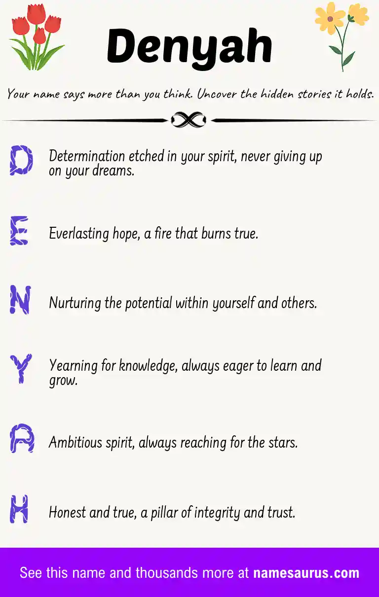 Acrostic poem about Denyah.