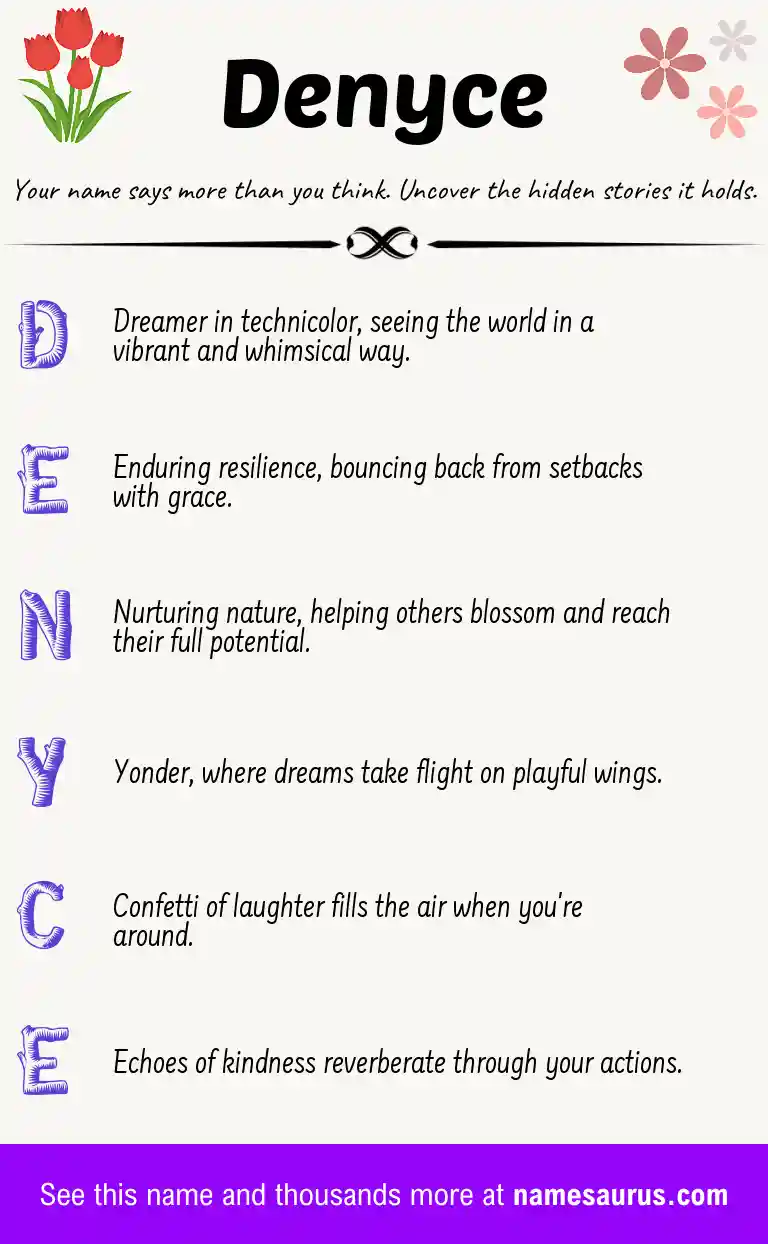Acrostic poem about Denyce.