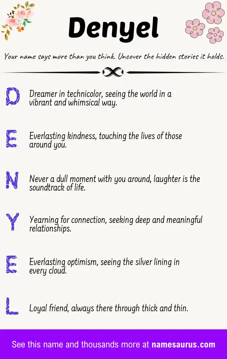 Acrostic poem about Denyel.