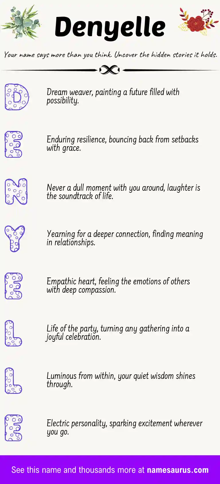 Acrostic poem about Denyelle.