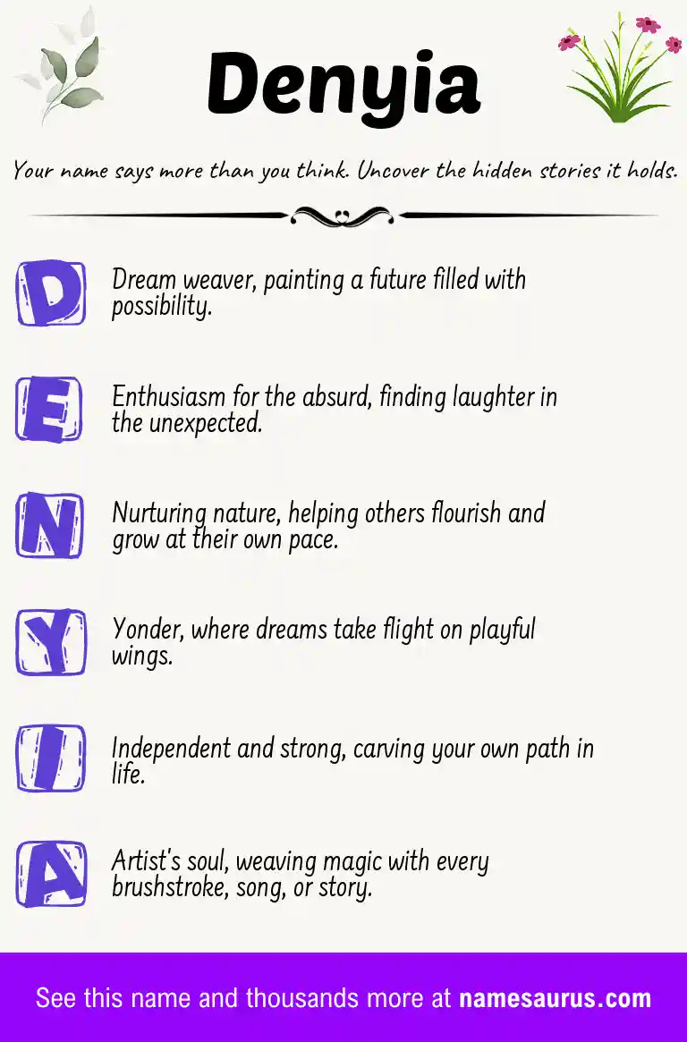 Acrostic poem about Denyia.