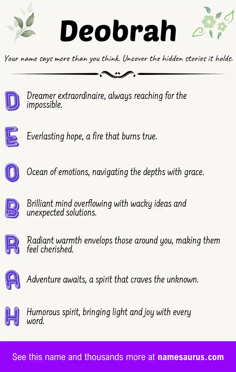 Acrostic poem about Deobrah.