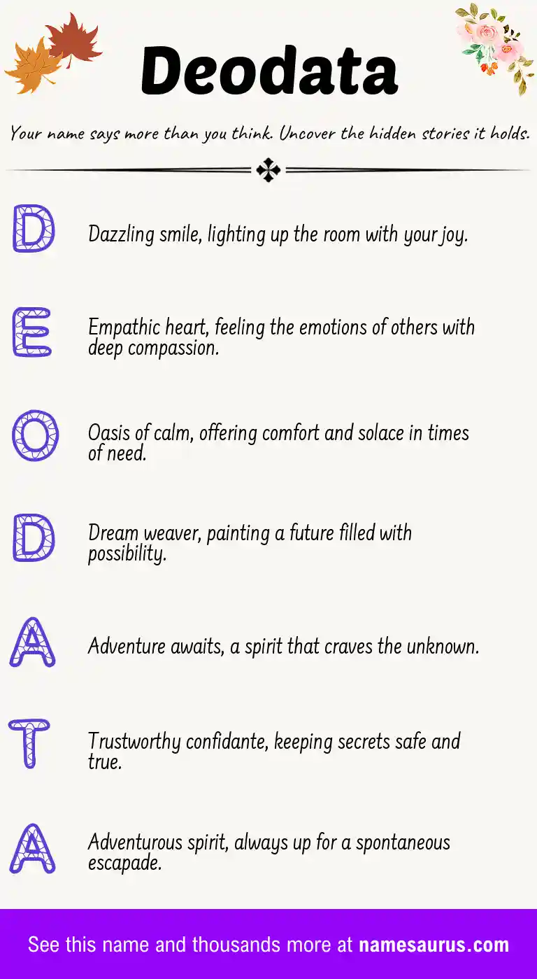 Acrostic poem about Deodata.