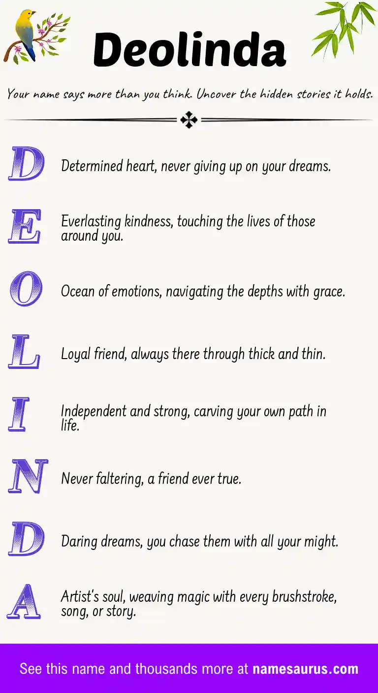 Acrostic poem about Deolinda.