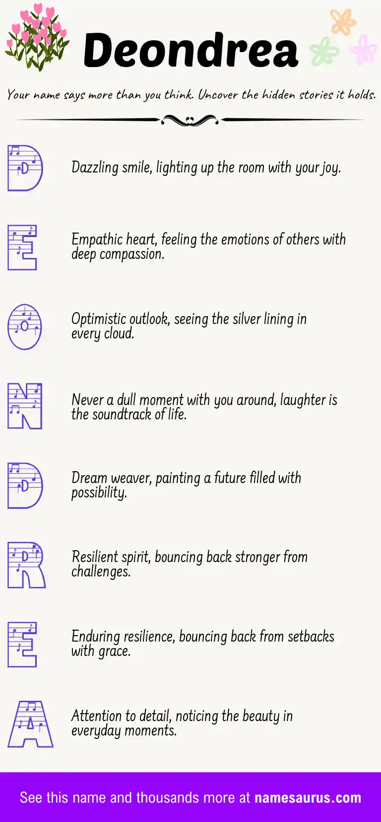Acrostic poem about Deondrea.