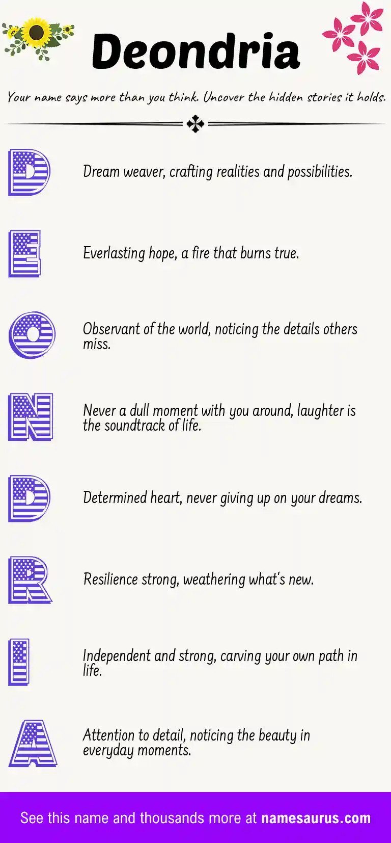 Acrostic poem about Deondria.
