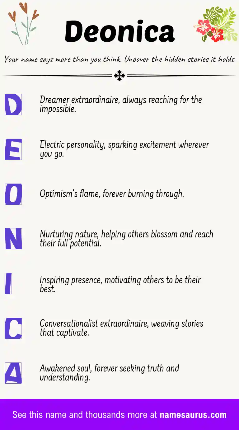 Acrostic poem about Deonica.