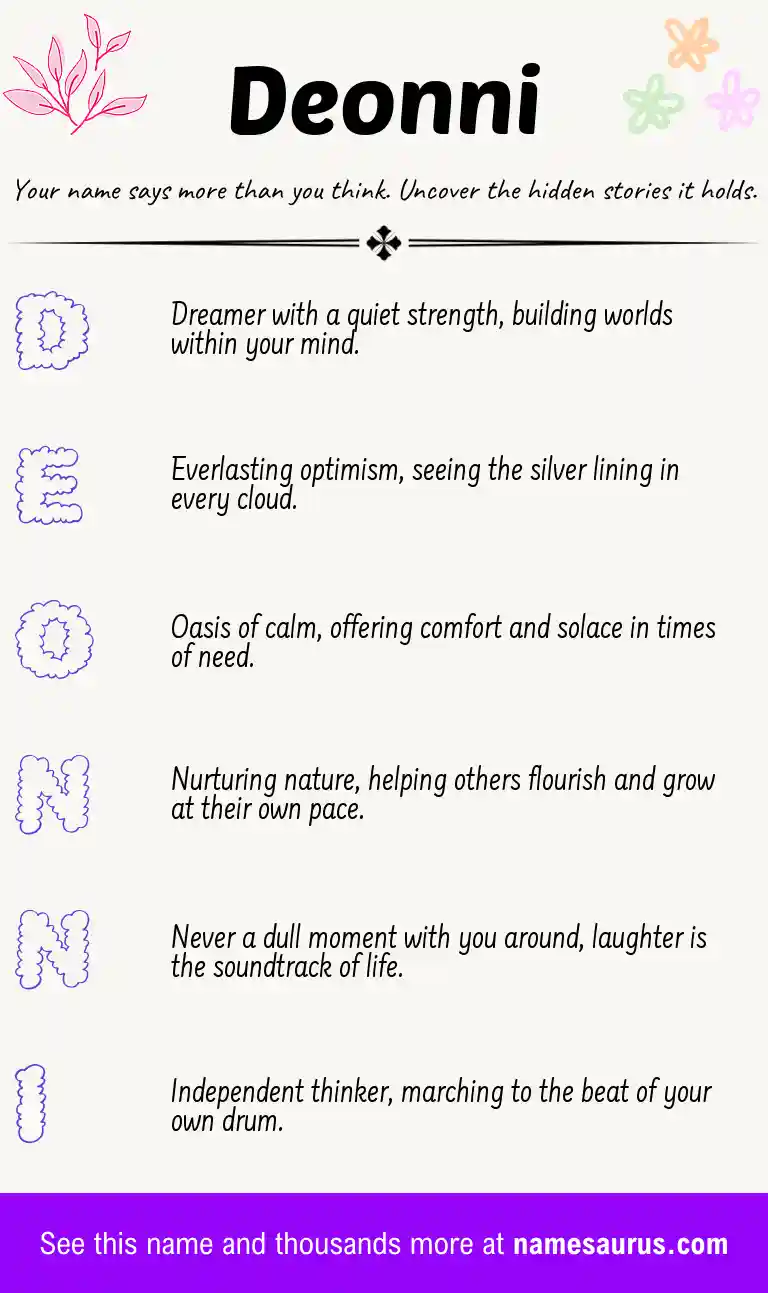 Acrostic poem about Deonni.
