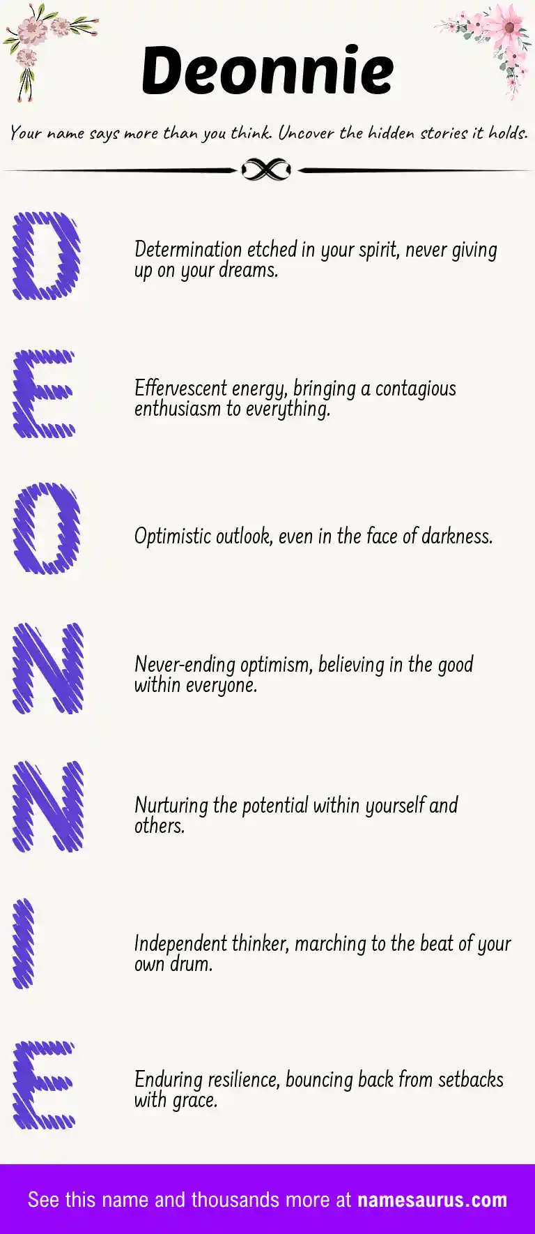 Acrostic poem about Deonnie.