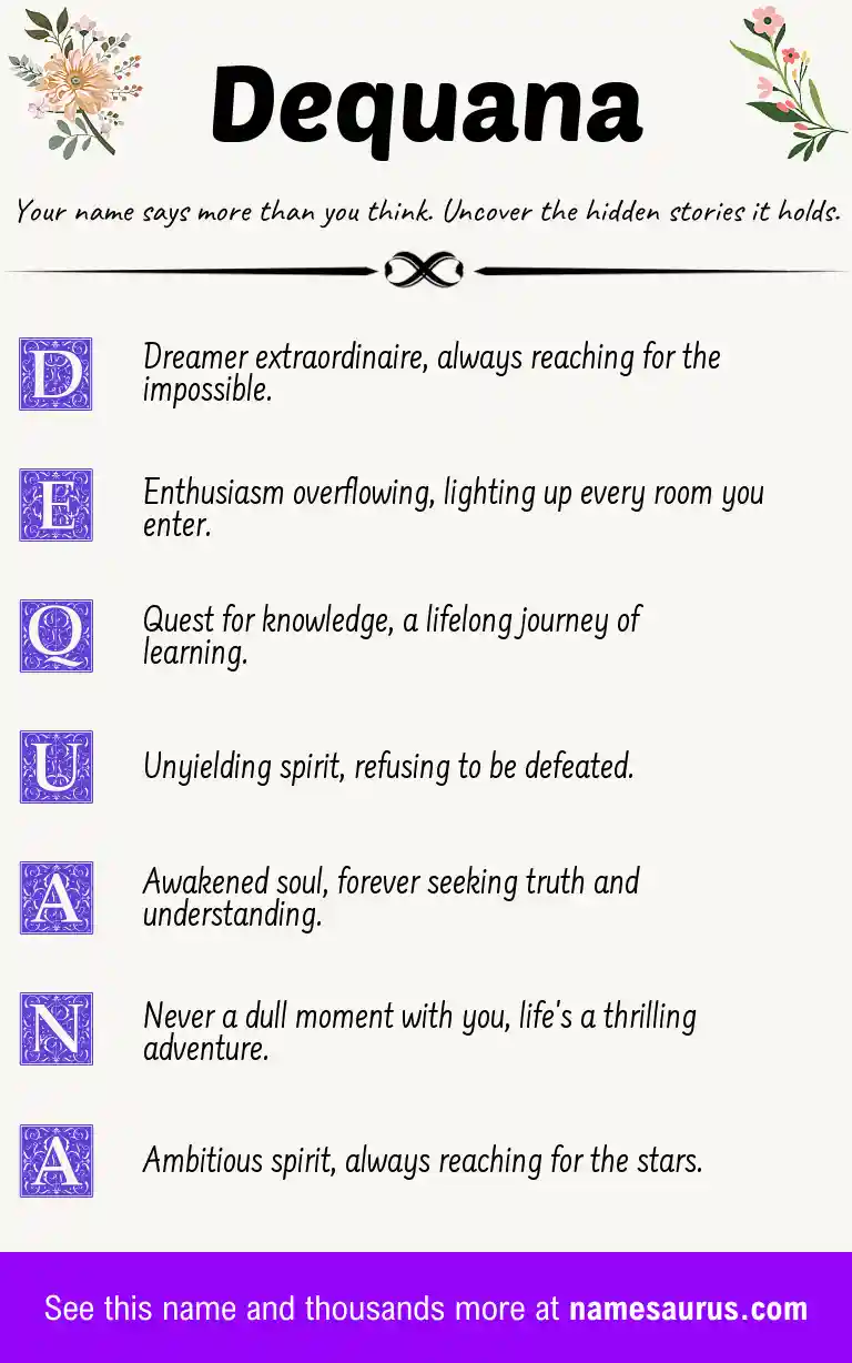 Acrostic poem about Dequana.