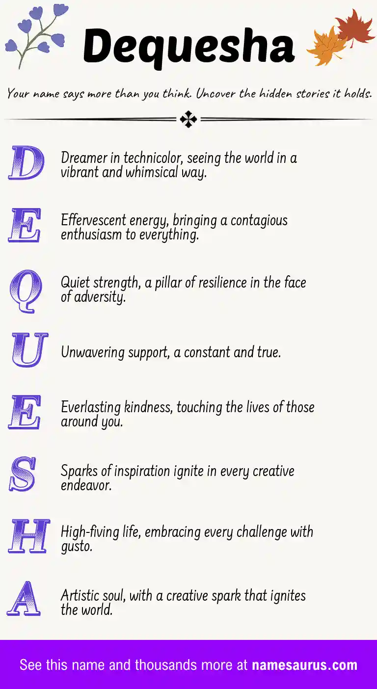 Acrostic poem about Dequesha.
