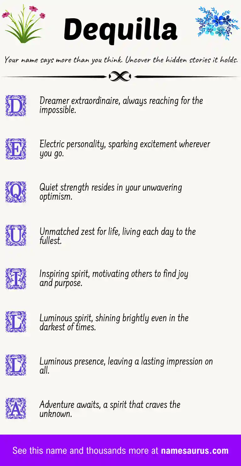 Acrostic poem about Dequilla.