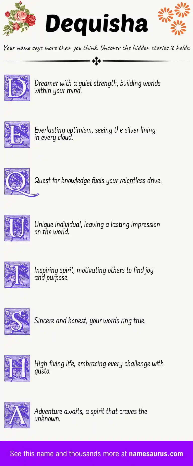 Acrostic poem about Dequisha.