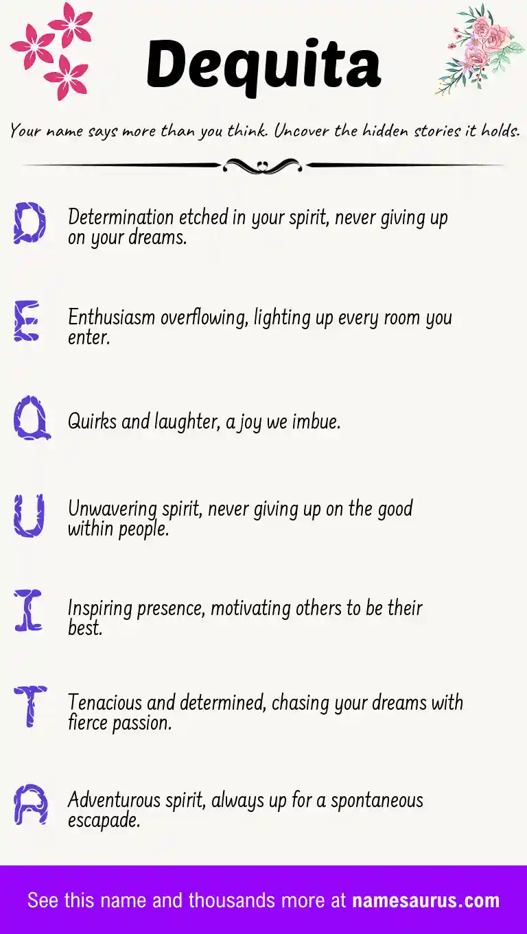 Acrostic poem about Dequita.